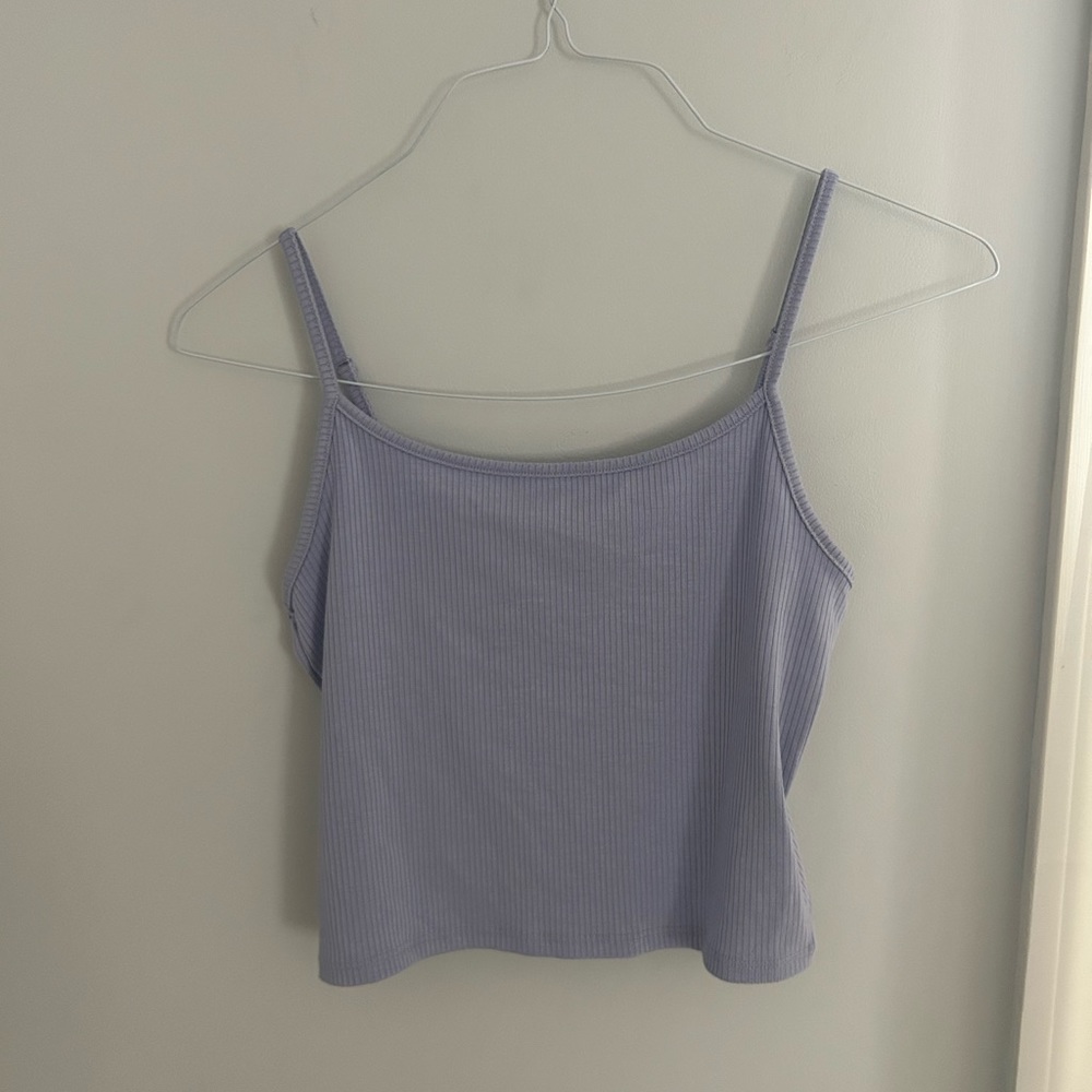 American Eagle cropped ribbed lavender/periwinkle tank size M
